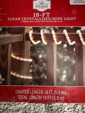 Set/2 Holiday Time Warm White Clear Crystallized Rope Light